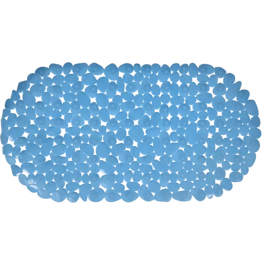 Covoras de baie antiderapant MSV Stone, PVC, bleu, 68x35 cm