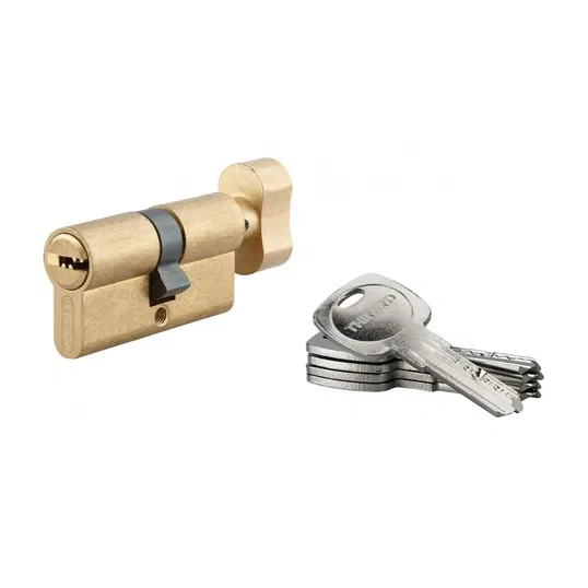 Butuc usa intrare TIGER 6, cu buton, finisaj alama, 5 chei reversibile, 30 x 30 mm