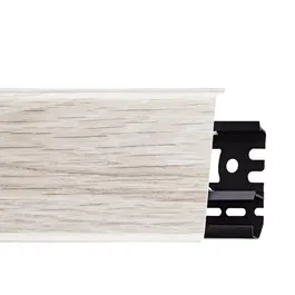 Plinta parchet cu canal cablu, PVC, cenusiu nord INDO 70, 2500 mm