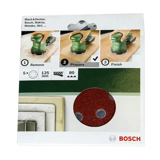 Foi abrazive, granulatie 80, 5 bucati, pentru slefuitor, 125 mm cu excentric