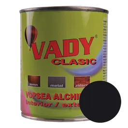 Vopsea alchidica Vady clasic, pentru lemn/metal/zidarie, interior/exterior, negru, 0,6 l