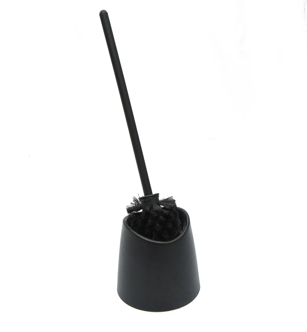 Suport si Perie WC Romataty PP, plastic, negru, 39 x 12 cm