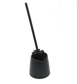 Suport si Perie WC Romataty PP, plastic, negru, 39 x 12 cm