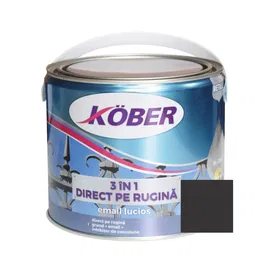 Vopsea alchidica/email pentru metal Kober 3 in 1, interior / exterior, negru, 2,5 L