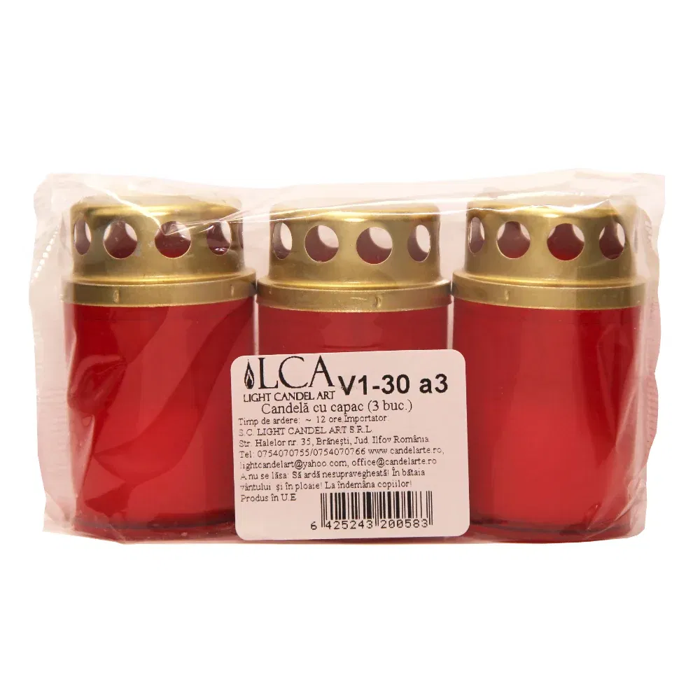 Set 3 candele V1-30A3, rosu, 7.5 x 13 cm