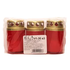 Set 3 candele V1-30A3, rosu, 7.5 x 13 cm