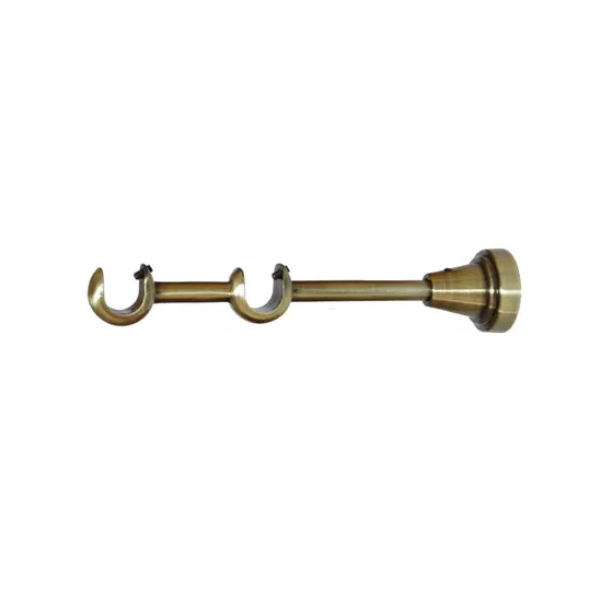 Consola galerie fier forjat, dubla, cu suport, deschisa, 16 mm, auriu antic, set 2 buc