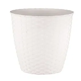 Ghiveci ratan Stefanplast, plastic, alb, 3 L, diametru 19 cm, 17.5 cm