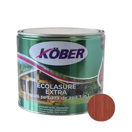 Lazură Kober Ecolasure Extra 3 in 1 pentru lemn, pe baza de apa, mahon, 2.5 l