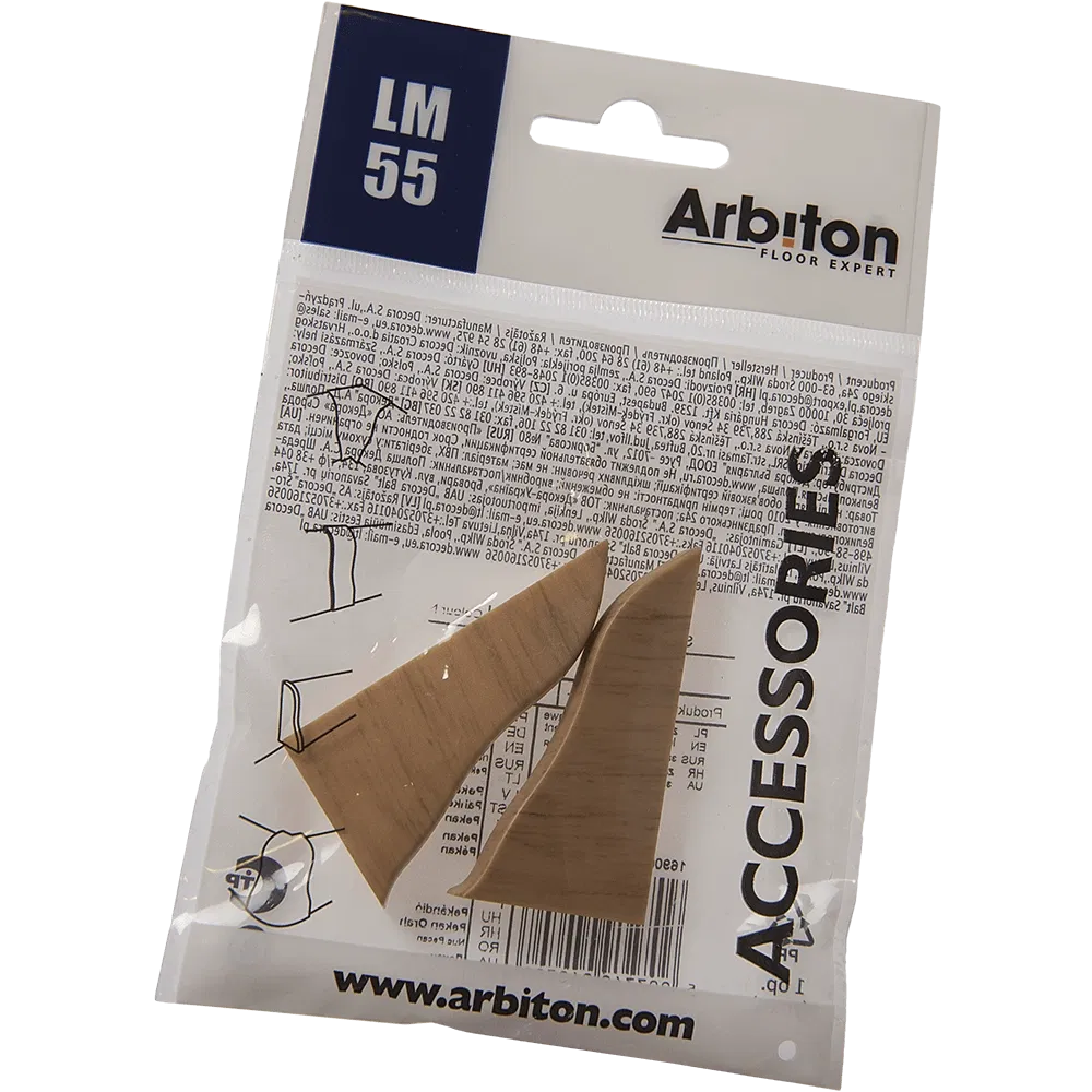 Set terminatie plinta parchet Arbiton LM 55, nuc Pecan, PVC, 55 x 26 mm, 2 bucati/set