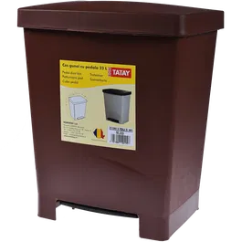 Cos gunoi cu pedala RomTatay, plastic, maro, 23L