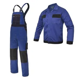 Costum protectie salopeta cu pieptar GrandMaster, tercot, albastru cu negru, marimea 54/56
