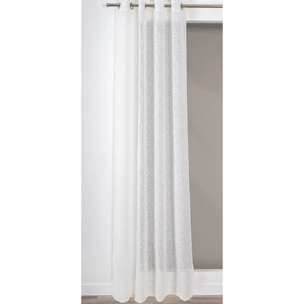 Perdea Riane 021, poliester, ivoire, model cu dungi, 140 x 240 cm