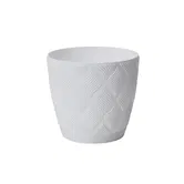 Ghiveci cu farfurie Flow Petit Eco, PVC, alb, diametru 13 cm, inaltime 12 cm