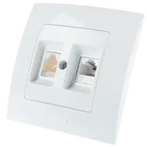 Priza date RJ45 UTP cat 5E + telefon Lilium Natural Kare, Makel 32001037, alb