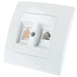 Priza date RJ45 UTP cat 5E + telefon Lilium Natural Kare, Makel 32001037, alb