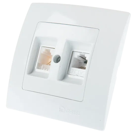 Priza date RJ45 UTP cat 5E + telefon Lilium Natural Kare, Makel 32001037, alb