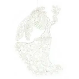 Decoratiune de Craciun ingeras iridescent cu gliter, plastic, 14 x 10 cm