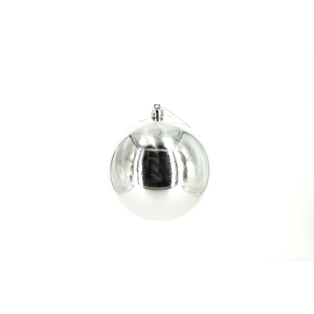Glob decorativ de Craciun, argintiu, plastic, 10 cm