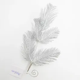 Decoratiune crenguta gliterata, pastic si metal, 25 cm