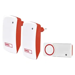 Sonerie wireless Emos P5750.2R, 1 buton, 2 module interior, 150 m, IP44, 10 melodii