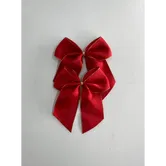 Set 2 fundite ornament, satin, rosu si auriu, 14 x 6 cm