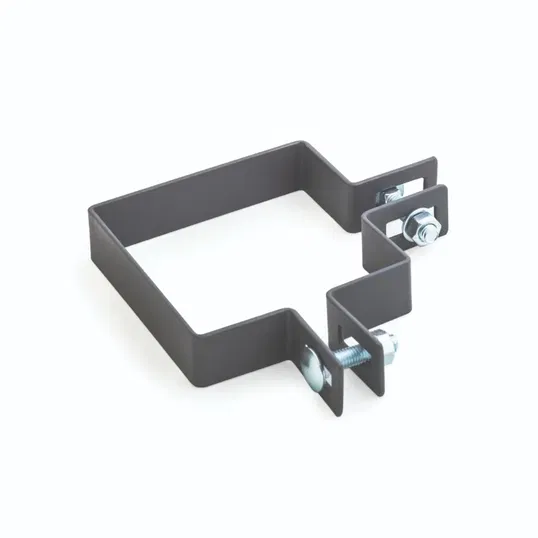 Clema prindere colt gard din otel galvanizat, gri RAL 7016, 70 x 70 mm