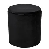 Taburet Nadia, stofa neagra H01, cu spatiu depozitare, rotund, 37 x 37 x 42 cm