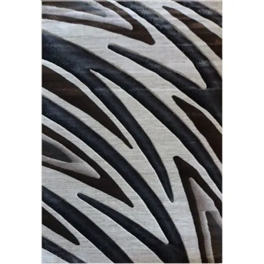 Covor modern Geo Hand Carved 7164, polipropilena heat set, model abstract bej/maro, 160 x 220 cm