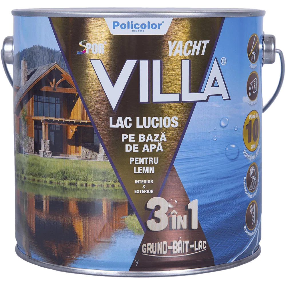 Lac pentru lemn Spor Villa Yacht, lucios, pin, 2,5 L