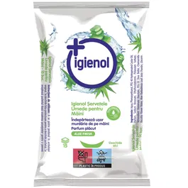 Servetele antibacteriene pentru maini Igienol, aloe, 15 buc