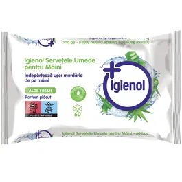 Servetele antibacteriene pentru maini Igienol, aloe, 60 buc