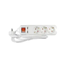 Prelungitor cu intrerupator Lohuis, 3 prize + 2USB, alb, 1.5 m