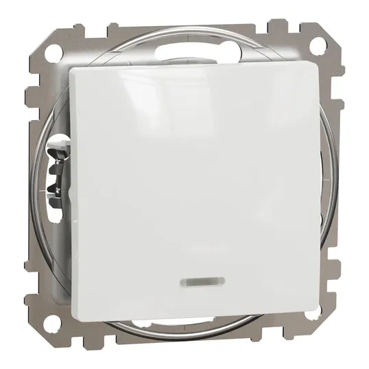 Intrerupator simplu cu revenire Schneider Sedna SDD111111L, IP20, montaj incastrat, alb, 73 x 73 x 24 mm