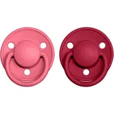 BIBS De Lux Natural Rubber Size 2: 6+ months suzetă Coral / Ruby 2 buc