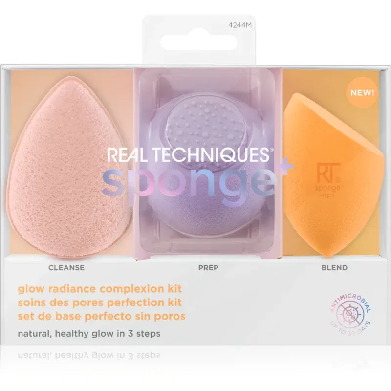 Real Techniques Sponge+ Glow Radiance set aplicatoare pentru look perfect