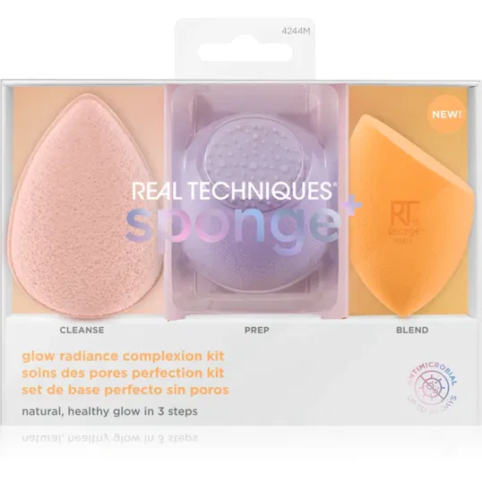 Real Techniques Sponge+ Glow Radiance set aplicatoare pentru look perfect