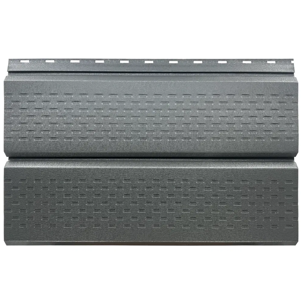 Lambriu metalic perforat Saturn, gri, RAL 7024, mat structurat, grosime 0.45 mm, 3 x 0.26 m