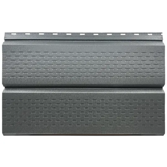 Lambriu metalic perforat Saturn, gri, RAL 7024, mat structurat, grosime 0.45 mm, 3 x 0.26 m