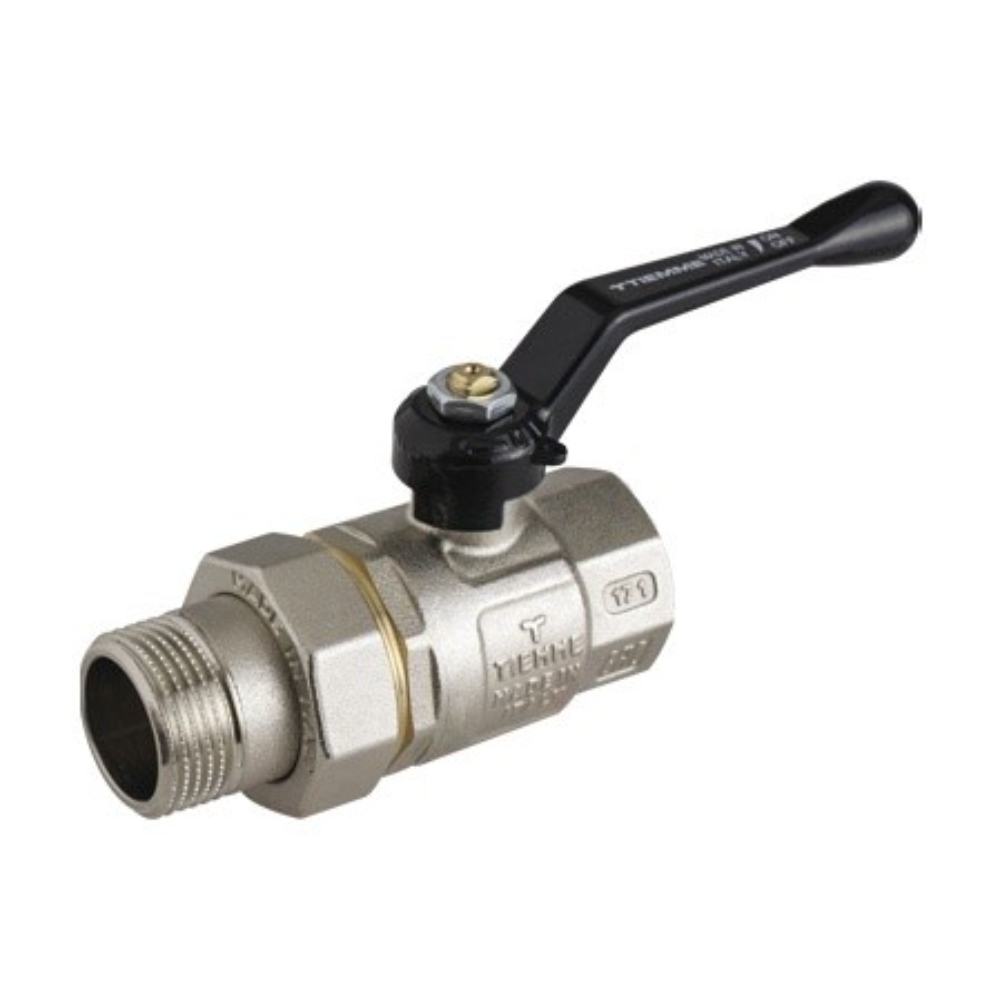 Robinet de trecere cu bila Tiemme Buran, filet interior-exterior, alama, racord 1