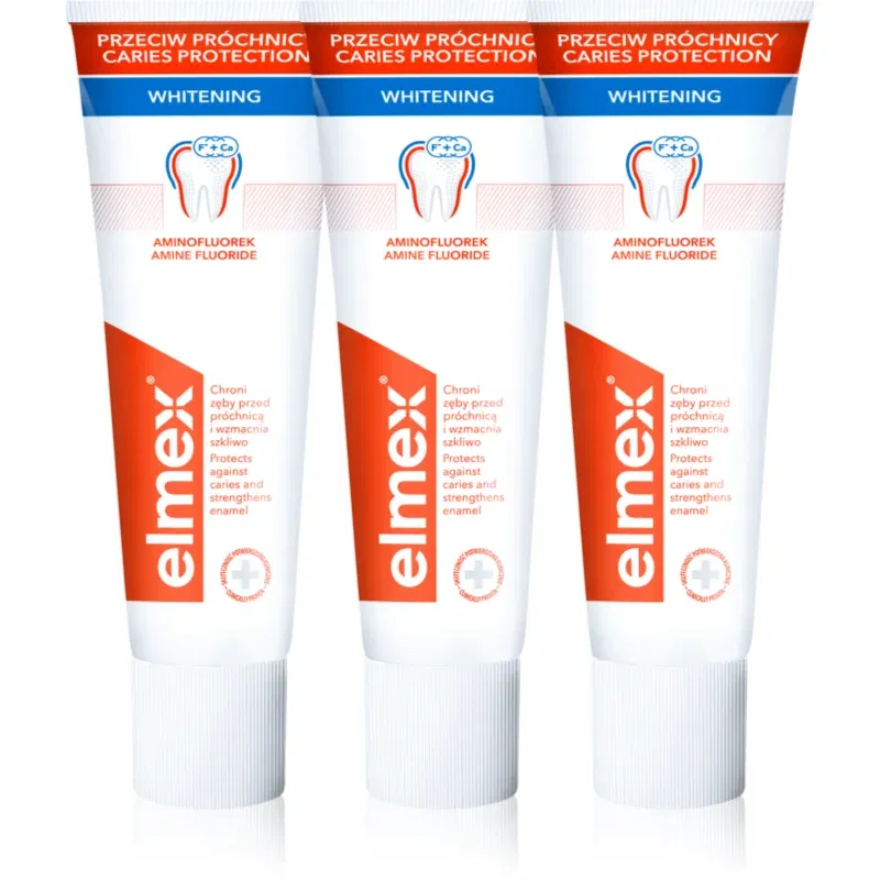 Elmex Caries Protection Gentle White pasta de dinti pentru albire cu flor 3x75 ml