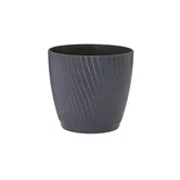 Ghiveci cu farfurie Mika Eco, PVC, antracit, diametru 15 cm, inaltime 14 cm