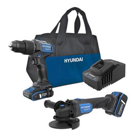 Set masina de gaurit si insurubat brushless cu percutie Hyundai HD20X-60 + polizor unghiular brushless Hyundai AG20X-115, 20 V