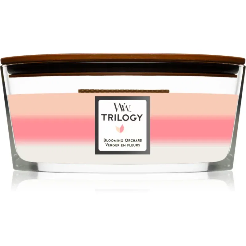 Woodwick Trilogy Blooming Orchard lumânare parfumată 453.6 g