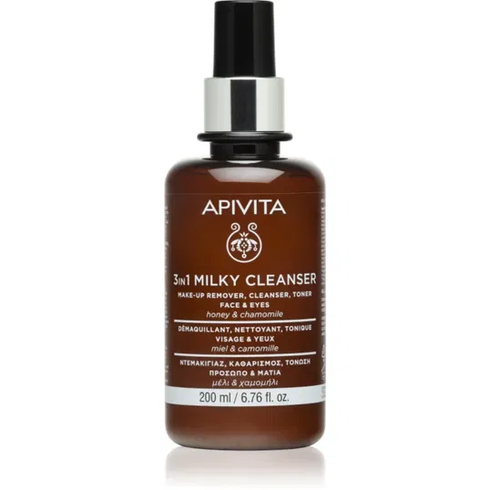Apivita Cleansing Milk Face & Eyes Lapte demachiant 3 în 1 pentru față și ochi 200 ml