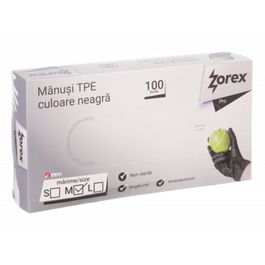 Manusi unica folosinta TPE Zorex, M, negru, 100 buc
