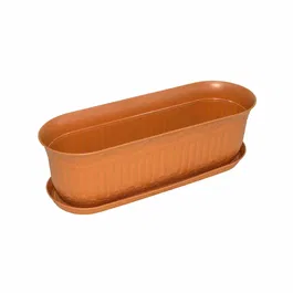 Jardiniera cu suport Balcony, plastic, teracota, 38 cm