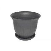 Ghiveci rotund cu suport Calla, polipropilena, antracit, 25 cm