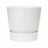 Ghiveci cu rezervor de apa Elho Greenville, plastic, alb, diametru 16 cm