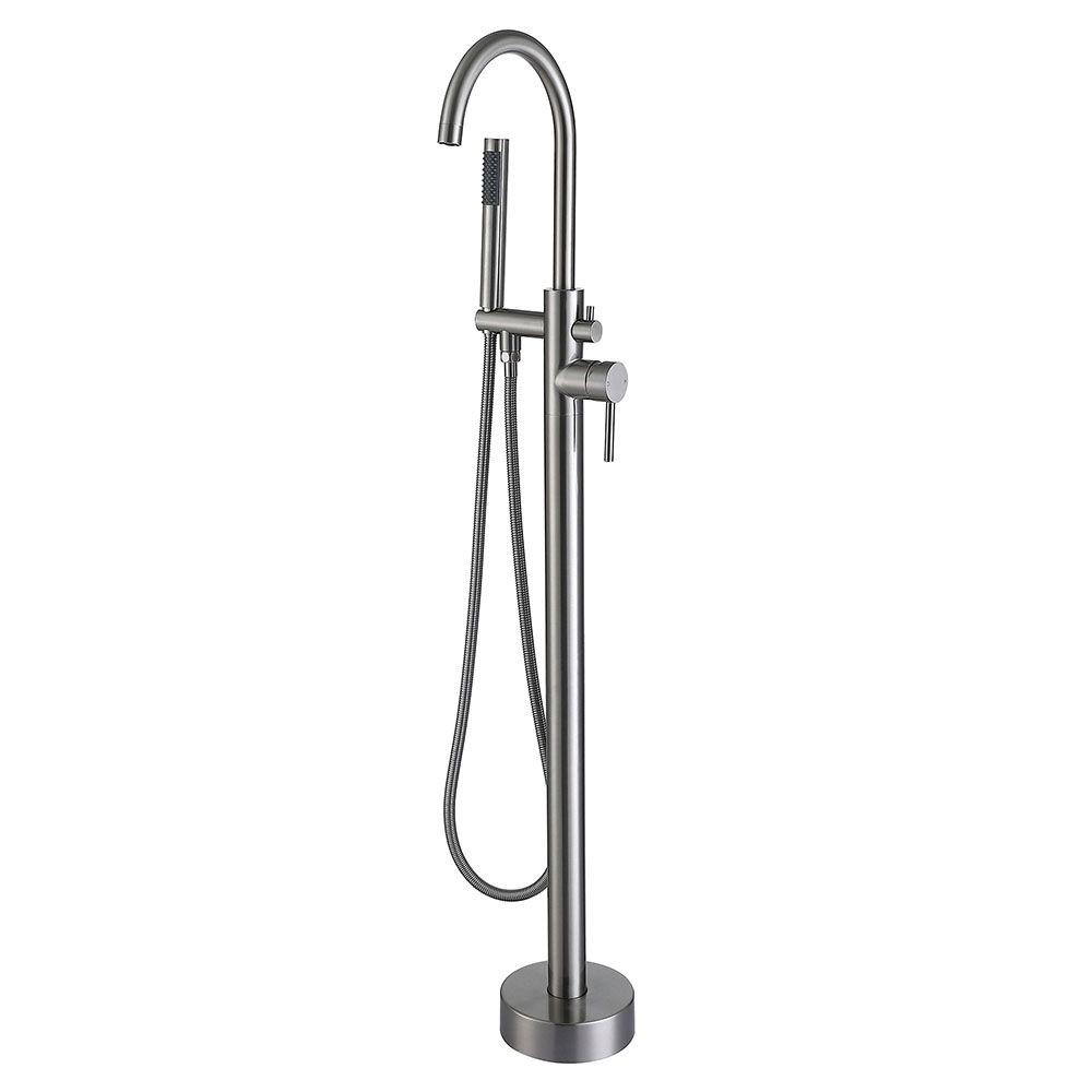 Baterie cada freestanding Axys Seel, fixare in podea, alama, inox, monocomanda, 109 x 95.5 x 16 cm